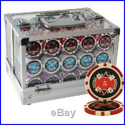 600 14g Ace Casino Clay Poker Chips Set Acrylic Case Custom Build