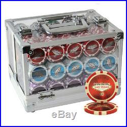600 14g Las Vegas Laser Casino Clay Poker Chips Set Acrylic Case Custom Build