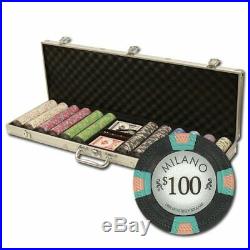 600ct. Milano Casino Clay 10g Poker Chip Set in Aluminum Metal Carry Case