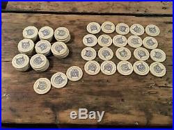 63 Antique Engraved Clay Cat Poker Chips White