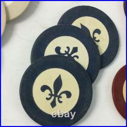 65 Incredible Clay Poker Chips Early 20th Century WWI Era Chicago Variety MustC