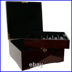 750Ct Milano Chip Set Mahogany Case Includes Clay Poker Chips 2 Decks Cards Gift