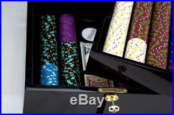 750ct. Rock & Roll Clay Composite 13.5g Poker Chip Set, Mahogany Wood Case