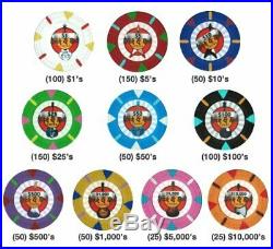 750ct. Rock & Roll Clay Composite 13.5g Poker Chip Set, Mahogany Wood Case