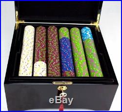 750ct. The Mint Clay Composite 13.5g Poker Chip Set, Hi-Gloss Mahogany Wood Case
