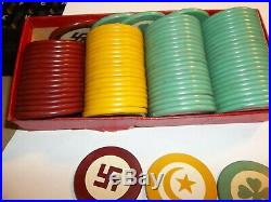84 Inlaid Clay Poker Chips Native Four Winds Swastika, not German & Others