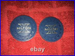 86 Vintage Las Vegas Hilton Casino Hhr Mold Blue Poker Casino Roulette Chips