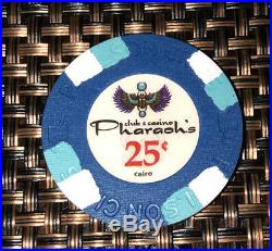 (90) Blue Paulson Pharaohs 25¢ Clay Poker Chips