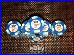 (90) Blue Paulson Pharaohs 25¢ Clay Poker Chips
