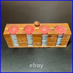 92 ANTIQUE Clay ILLEGAL GAMBLING Poker Chips with SAN FRANCISCO Rack LOW START $