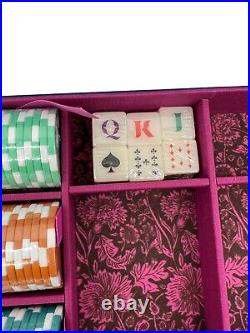 Anthropologie Boxed Poker Set Card Decks Clay Poker Chips Resin Dice Dealer Chip