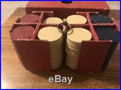 Antique 190 Clay Poker Chips Dragons with Wings Gambling Original Box