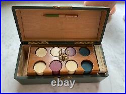 Antique Clay Poker Chip Set with Case and Deck of Cards