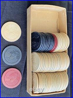 Antique Clay Poker Chips Featuring Woman's Face Casino Gambling