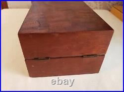 Antique Marquetry Wood Poker Box Chest Set Clay Chips Removable Tray No Cards