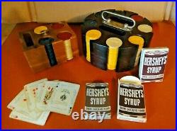 Antique POKER STAR CLAY CHIPS (200) CAROUSEL SEALED HERSHEY'S SYRUP CARDS MORE