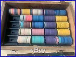 Antique Vintage Clay Poker Chip Set 900 pc 9 color and design gambling