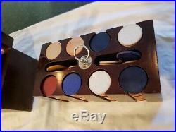 Antique vintage clay chip wood hard box case poker gambling box gaming set