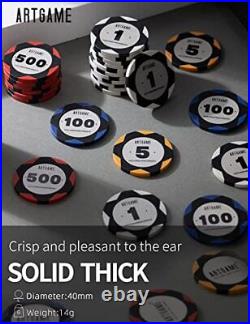 Artgame 14 Gram Clay Poker Chip Set for Texas Hold'em, 500 Pcs Casino Style
