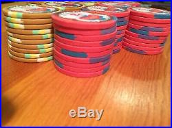 Authentic Paulson Clay Poker Chips Garden City $3 & $5 A Total of 100 Chips