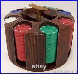 BAKELITE DECO Swirl Poker Chip Caddy Holder Clay Poker Chips 1940s Vintage MINT