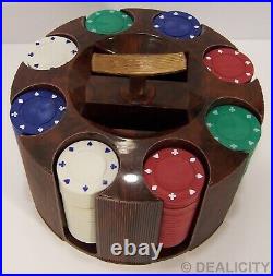 BAKELITE DECO Swirl Poker Chip Caddy Holder Clay Poker Chips 1940s Vintage MINT