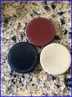 Bakelite Wood Clay Poker Chips Beautiful Box Withlid 311 White, Red, Blue 2 Sizes