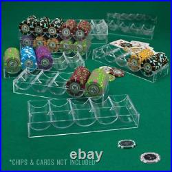 Brybelly 10 Clear Acrylic Poker Chip Trays for Standard Size Chips & Clay Chip