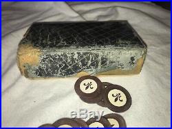 Burgundy Antique Poker Chip Flur de Lis Clay Vintage Rare Old Gambling Game Gift