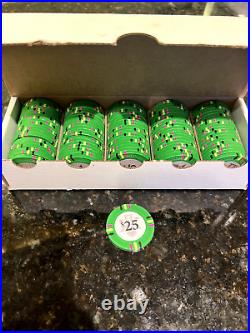 Cash Currency Poker Chips, 5 BOXES(3-5's, 1-1's, 1-$25) Clay Poker Chips 14grams