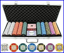 Classic Games 500 Piece Crown Casino 13.5g Clay Poker Chips Old School Feel