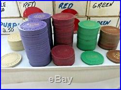 Clay Poker (1,902 ea)Chips 10 Gram Used $1, $2.50, $5, $25, $100