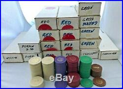 Clay Poker (1824ea)Chips 10 Gram Used $1, $2.50, $5, $25, $100