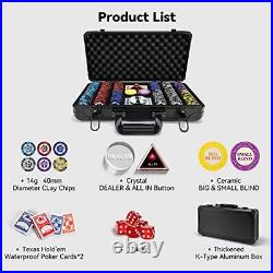 Clay Poker Chips, 300PCS 14 Gram Poker Chip Set with case