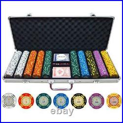 Clay Poker Chips Set 500 Piece Texas Hold'em13.5-gram Clay Chips with Case