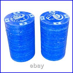 Clay Roulette Wheel 4 Aces Denominational 140 Poker Chips Playing Cards Vintage