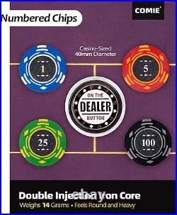 Comie Clay Poker Chips, 400PCS 14 Gram Chip Set with Deluxe Travel Case