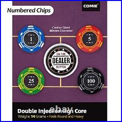 Comie Clay Poker Chips, 400PCS 14 Gram Poker Chip Set with Deluxe Travel Case