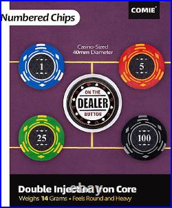 Comie Clay Poker Chips, 400PCS 14 Gram Poker Chip Set with Deluxe Travel Case