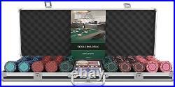 Designer Poker Case with 500 Clay Poker Chips Bullets Plastic Poker Cards Set US
