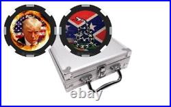 Donald Trump Mugshot Art & Don't Tread On Me Clay Poker Chips 100PCS WithCase