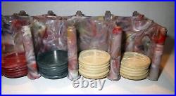 Exceptional Antique MARBLEIZED BAKELITE GAMBLING POKER CADDY HORSE CLAY CHIPS