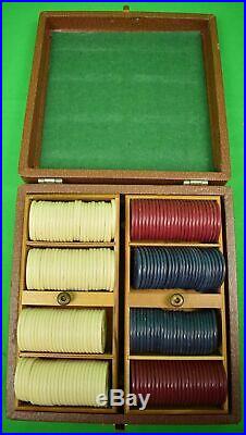 Gaming Set of Two Trays of Clay Poker Horse Racing Chips with 2 Decks of Cards