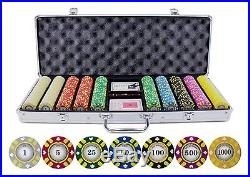 JP Commerce Stripe Suited V2 Clay Poker 500 pc Chips Set Holdem Dealer Button