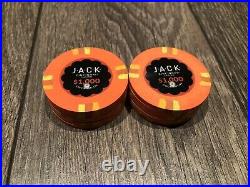 Jack Casino $1,000 Paulson Clay Poker Chips (10) Free Shipping