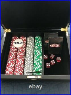 Jaguar branded poker chip case and real clay chips