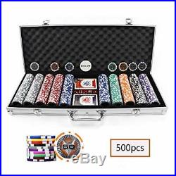 KAILE 500pcs Casino Clay Poker Chips Set with Aluminum Case, 13.5 Gram Texas