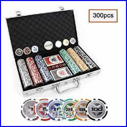 KAILE Clay Poker Chips Set 300 PCS Heavy Duty 13.5 Gram Chips Texas Holdem Cards