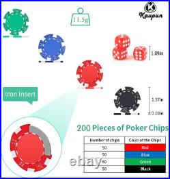 Kaupun Poker Chip Set 200/300PCS Poker Sets with Case, 11.5 Gram Clay Casino P
