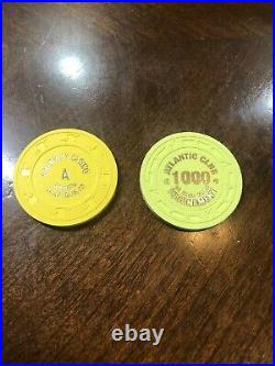 Lot 150 Classic Poker Chips Atlantic Club T1000 CPC Hot Stamp New Clay Roulette